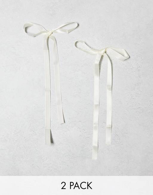 Pack de 2 lazos para el cabello color crema de DesignB London 