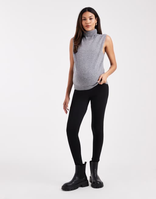 Pack de 2 leggings de color negro y con estampado animal de ONLY Maternity, 4 de 5