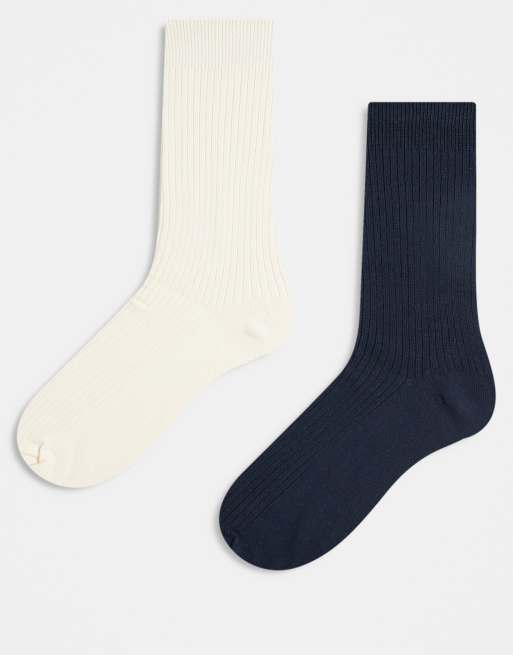 Pack de 2 pares de calcetines de color negro y crema de Jack & Jones Premium
