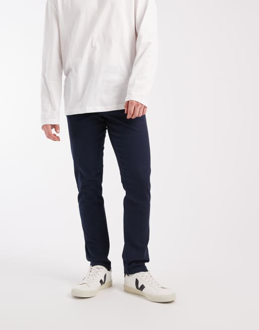 Pack de 2 pantalones chinos azul marino y color piedra de corte pitillo de ASOS DESIGN