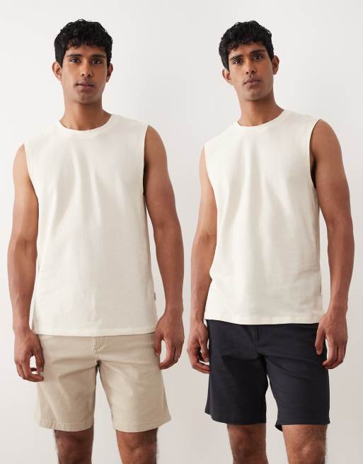 Pack de 2 pantalones cortos chinos de color azul marino y beis de Jack & Jones