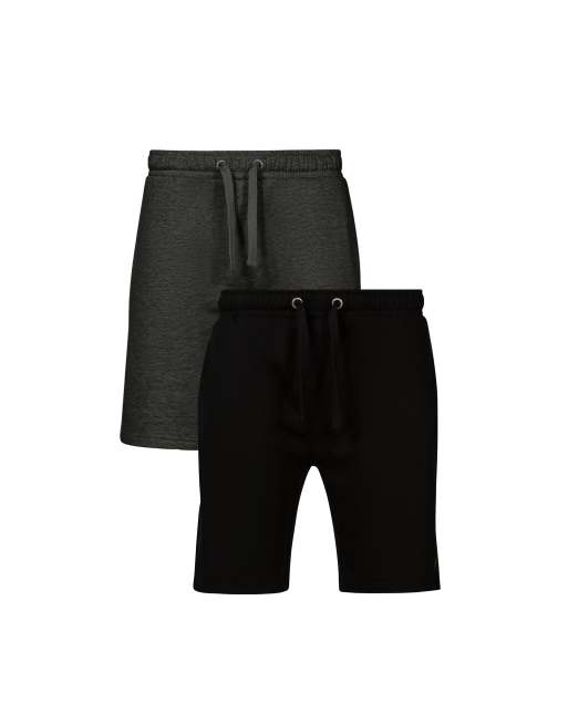 Pack de 2 pantalones cortos de color negro de punto liso de mezcla de algodón de French Connection