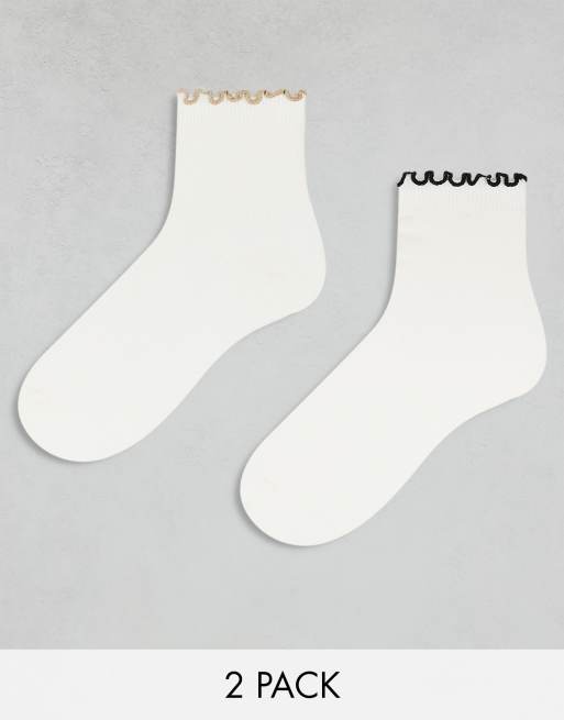 Pack de 2 pares de calcetines blancos con detalle de borde de volantes de & Other Stories