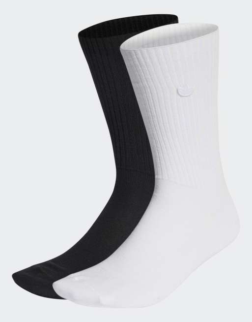 Pack de 2 pares de calcetines de color blanco y negro básicos Premium Essentials de adidas Originals