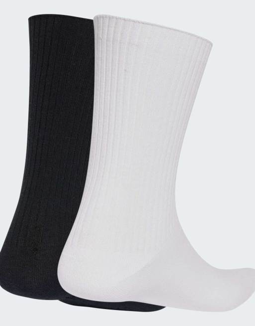Pack de 2 pares de calcetines de color blanco y negro de caña alta Everyday Icons de adidas Originals