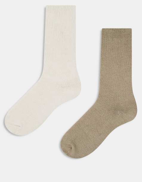 Pack de 2 pares de calcetines de color gris y marrón con diseño original Americana de Hollister - view 1