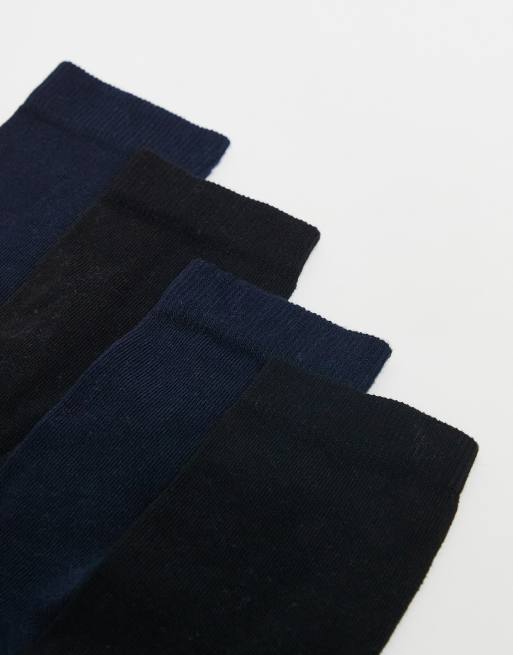 Pack de 2 pares de calcetines de color negro y azul marino de tejido rico en algodón de ASOS DESIGN, 3 de 3