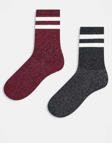 Pack de 2 pares de calcetines de color negro y burdeos con acabado de purpurina de & Other Stories - view 1