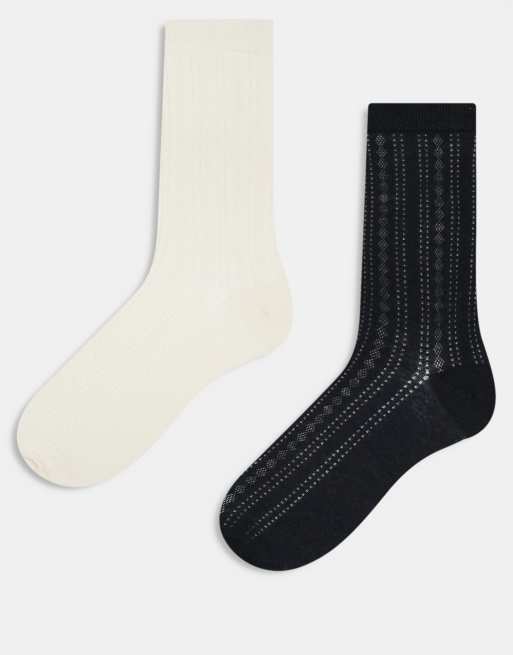 Pack de 2 pares de calcetines de varios colores de pointelle de JJXX