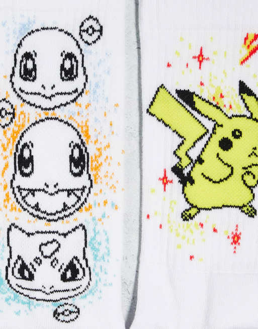 Pack de 2 pares de calcetines deportivos blancos con diseños de Pokémon de ASOS DESIGN, 4 de 4
