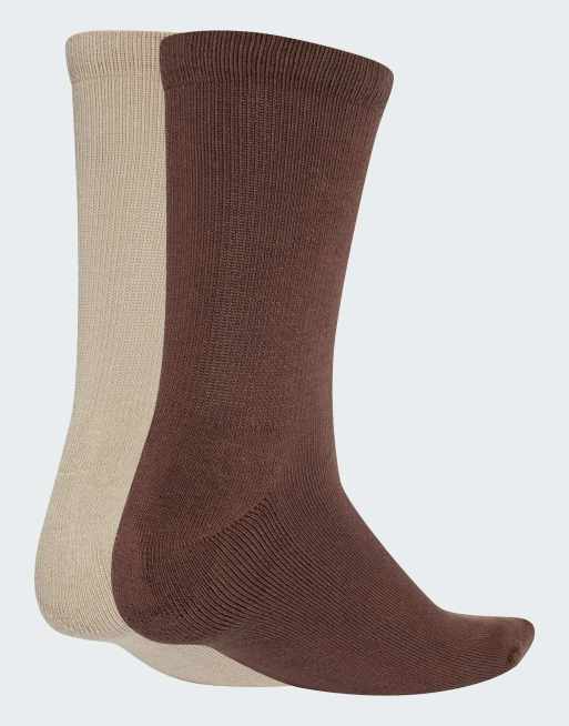 Pack de 2 pares de calcetines deportivos color caqui piedra y castaño rojizo de adidas Originals