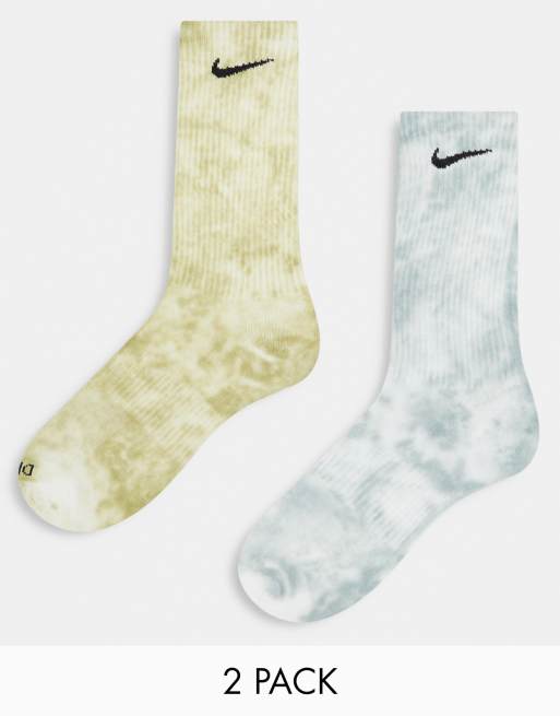 Pack de 2 pares de calcetines deportivos color piedra con estampado tie dye Everyday Plus Cushioned de Nike
