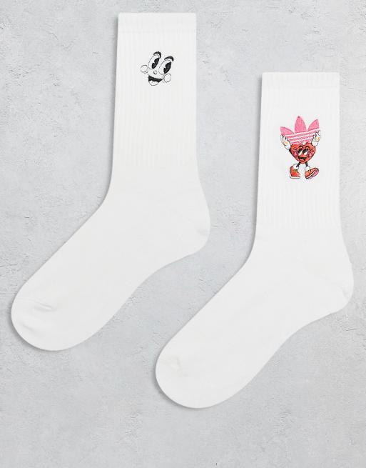 Pack de 2 pares de calcetines deportivos con estampado gráfico de corazón Made By Nelson de adidas Originals
