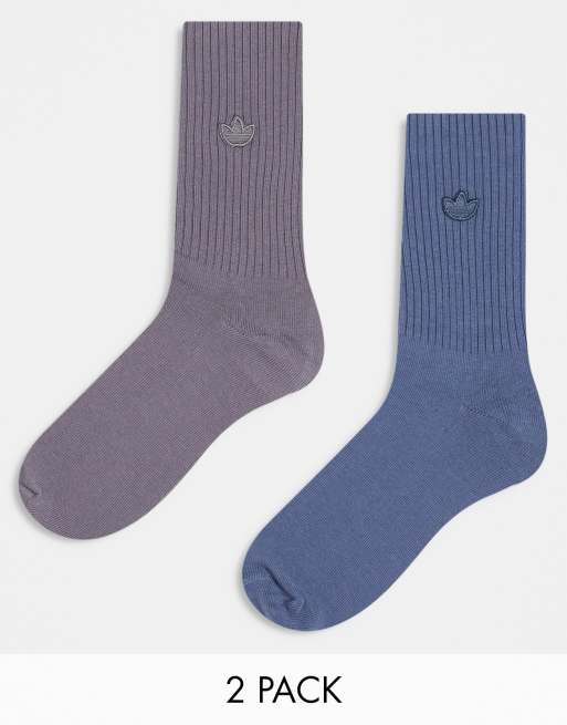 Pack de 2 pares de calcetines deportivos de color azul y morado de adidas Originals