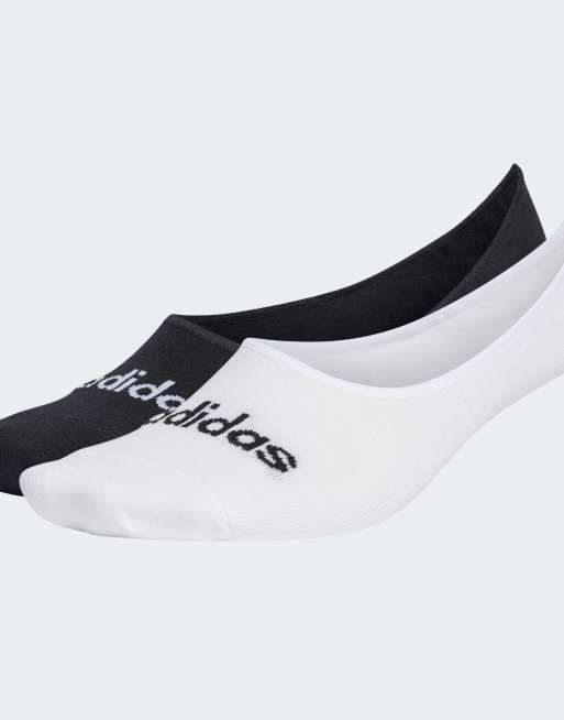Pack de 2 pares de calcetines invisibles de color blanco y negro con logo lineal Think Linear de adidas Performance