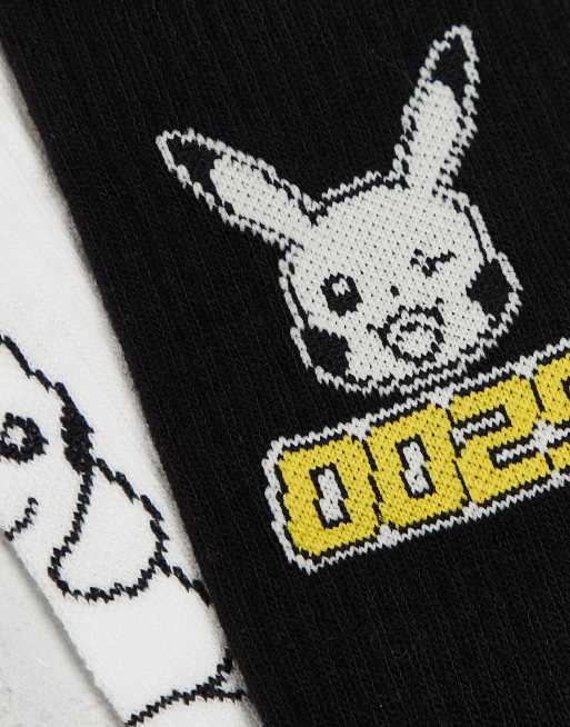 Pack de 2 pares de calcetines negros y blancos con diseño de Pikachu de Pokémon de ASOS DESIGN, 2 de 4