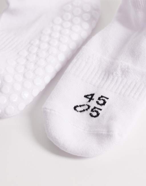 Pack de 2 pares de calcetines tobilleros blancos antideslizantes para pilates de 4505, 3 de 3