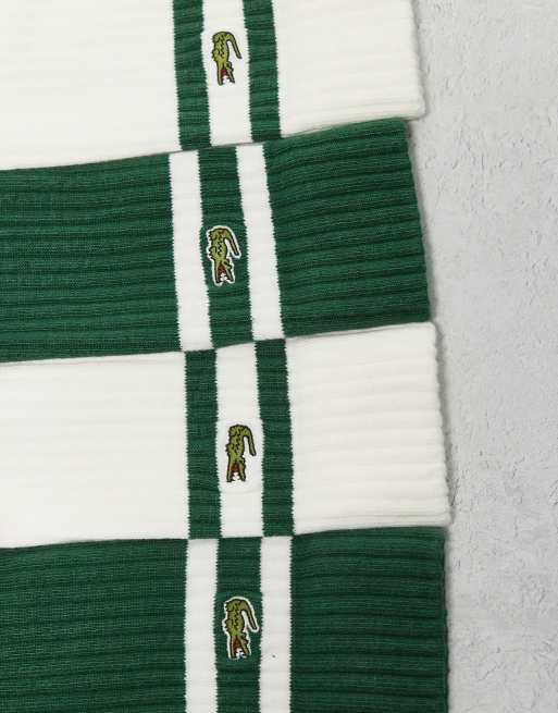 Pack de 2 pares de calcetines tobilleros de color blanco y verde con ribetes de Lacoste , 2 de 4