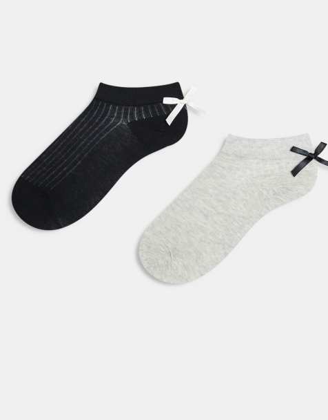 Pack de 2 pares de calcetines tobilleros de varios colores con lazos de ASOS DESIGN - view 1