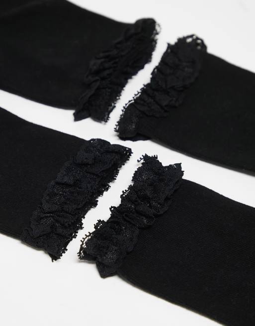 Pack de 2 pares de calcetines tobilleros negros con volantes de ASOS DESIGN , 3 de 4