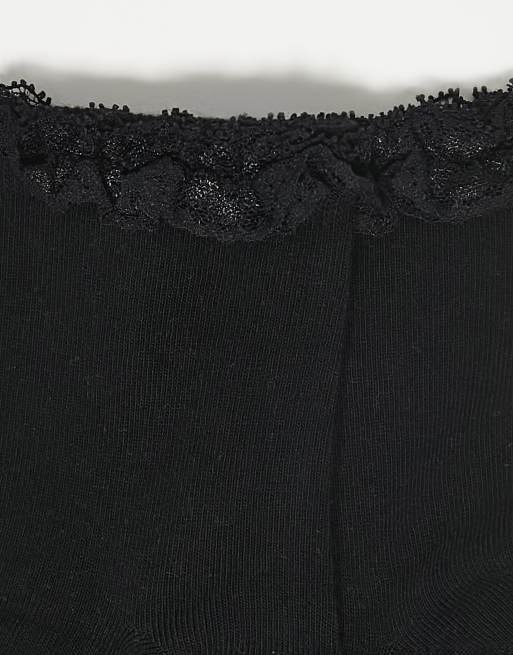 Pack de 2 pares de calcetines tobilleros negros con volantes de ASOS DESIGN , 4 de 4