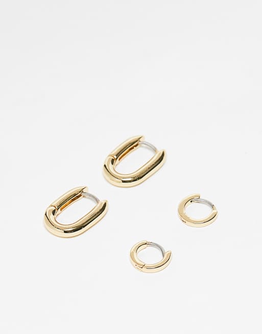 Pack de 2 pares de pendientes de aro dorados con de varios tamaños de & Other Stories