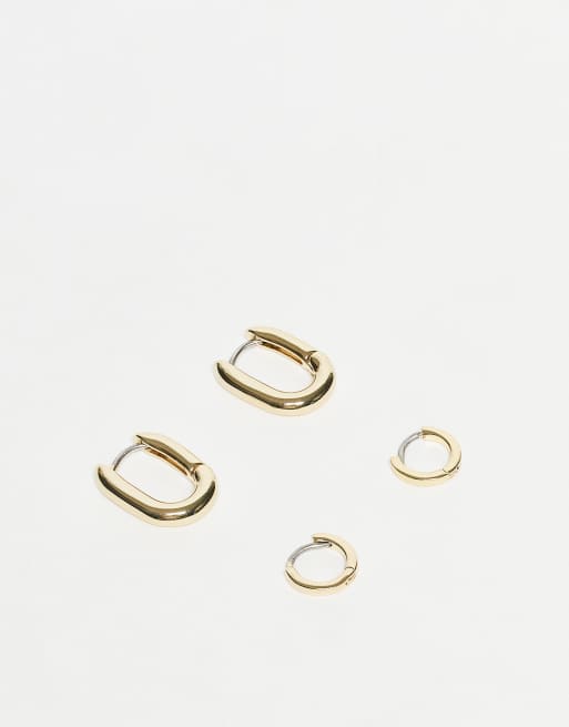 Pack de 2 pares de pendientes de aro dorados con de varios tamaños de & Other Stories, 3 de 3