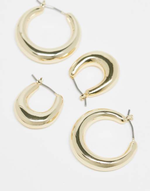 Pack de 2 pares de pendientes de aro dorados gruesos de & Other Stories, 2 de 4