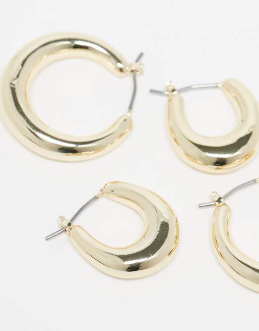 Pack de 2 pares de pendientes de aro dorados gruesos de & Other Stories, 4 de 4
