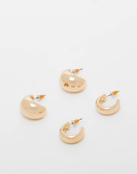 Pack de 2 pendientes de aro dorados con diseño minimalista de ASOS DESIGN - view 1