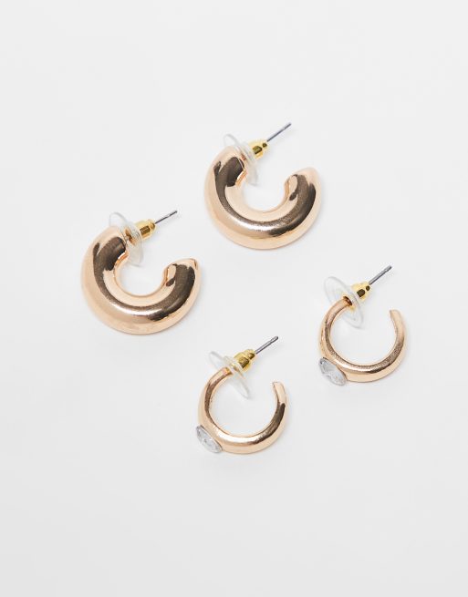 Pack de 2 pendientes de aro dorados de Kaiia