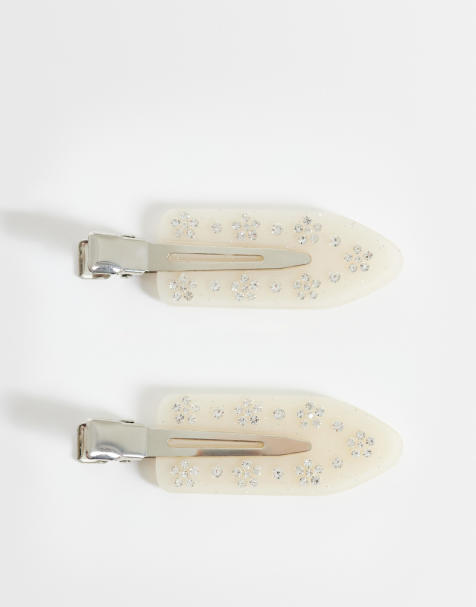 Pack de 2 pinzas para el cabello beis con diseño de flores y cristales de Sui Ava - view 1