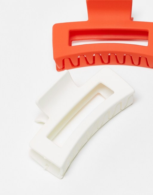 Pack de 2 pinzas para el cabello de color blanco y rojo rectangulares de DesignB London , 3 de 4