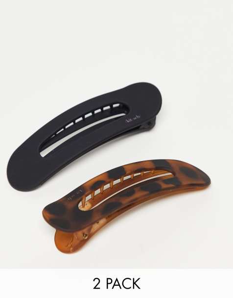 Pack de 2 pinzas planas de color negro y carey con dientes Flat Lay de Kitsch - view 1