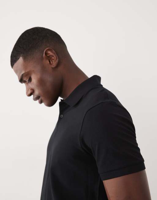Pack de 2 polos negros básicos de corte estándar de piqué Essentials de ASOS DESIGN, 5 de 5