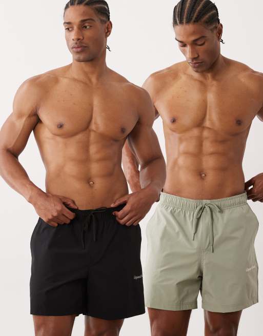 Pack de 2 shorts de baño de color beis y negro de Jack & Jones