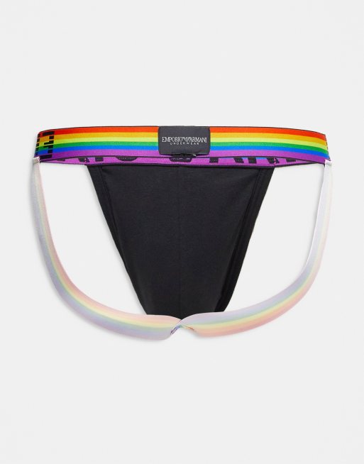 Pack de 2 suspensorios negros con estampado arcoíris de Emporio Armani Bodywear, 4 de 4