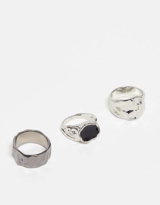 Pack de 3 anillos de varios colores con diseños efecto fundido de ASOS DESIGN