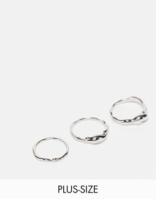 Set De 3 Anneaux Plateaux Argentés – Styles Ladrillo, Pico Et Básico Doble – Neuf Sans Emballage