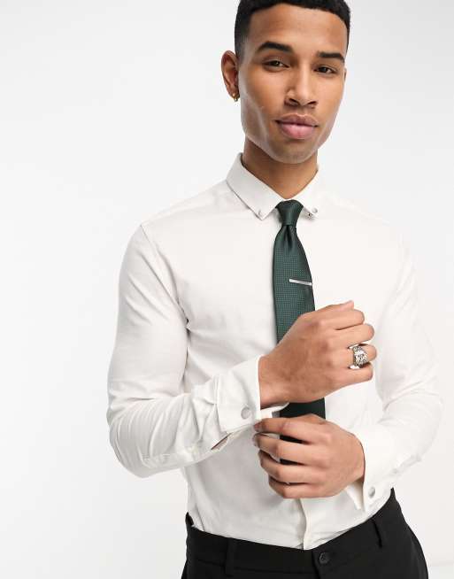 Pack de artículos plateados de gemelos, puntas para cuello de