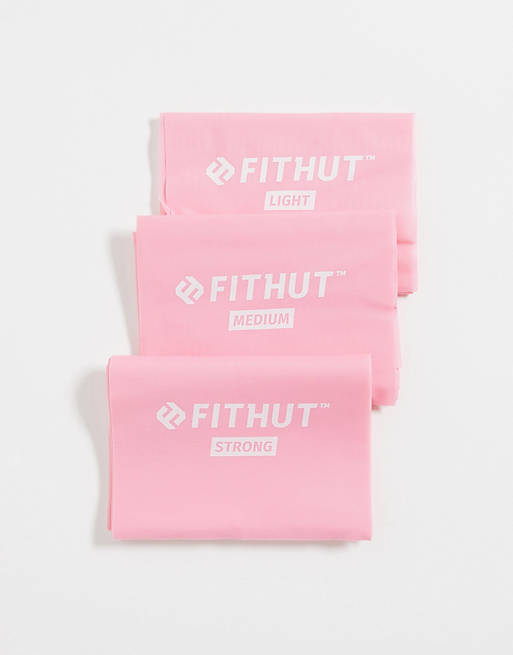 Pack de 3 bandas elásticas rosas de resistencia alta de FITHUT