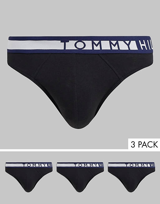 Pack de 3 bragas en negro con cinturilla con logo de Tommy Hilfiger