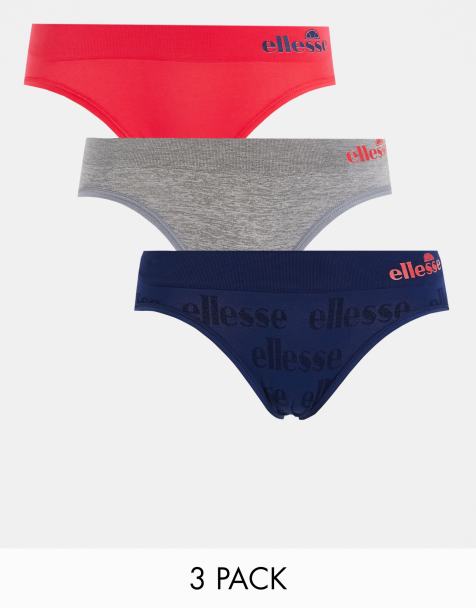 Pack de 3 braguitas de color azul marino, gris y rojo sin costuras con diseño jacquard de ellesse - view 1