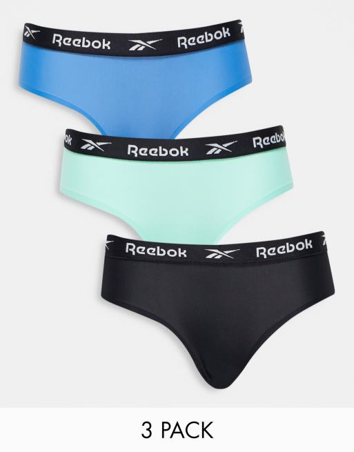 Pack de 3 braguitas de color menta, negro y azul reforzadas Molly de Reebok