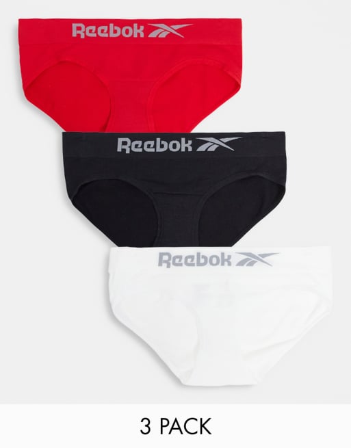 Pack de 3 braguitas de color rojo negro y blanco sin costuras