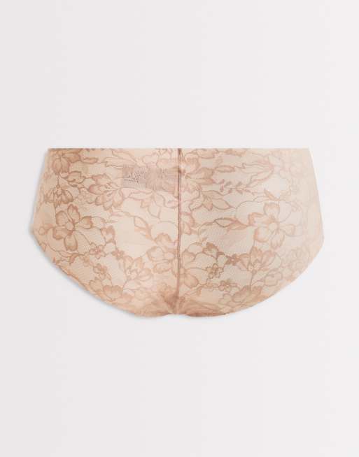 Pack de 3 braguitas de color rosa, beis y blanco invisibles estilo culotte de encaje de Cotton On, 2 de 3