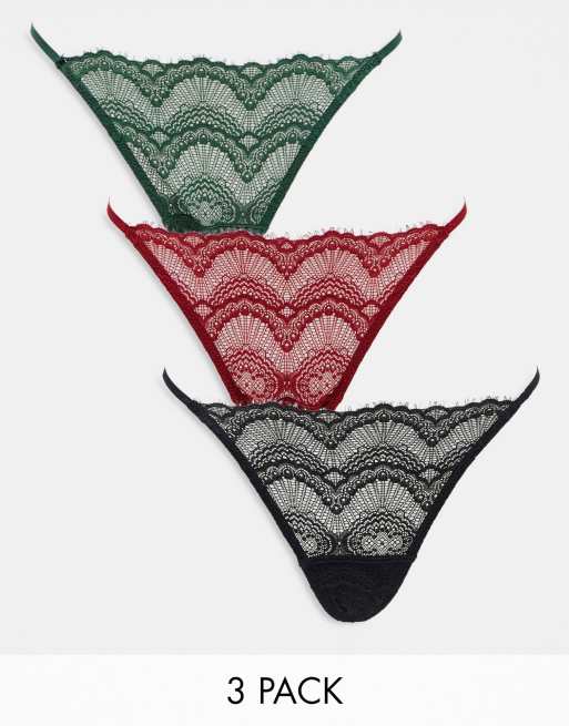 Pack de 3 braguitas de varios colores de encaje Fan de Gilly Hicks 