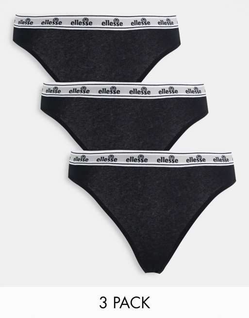Pack de 3 braguitas negras tipo tanga de ellesse 