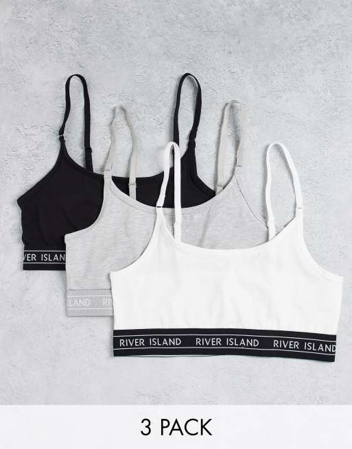 Pack de 3 bralettes de colores con diseño estampado de River Island