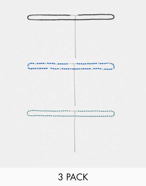 Pack de 3 cadenas para el vientre multicolores de cuentas de ASOS DESIGN   